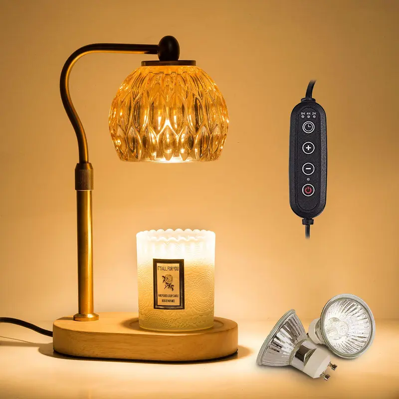 Dimmable Candle Warmer Lamp with Timer - Vintage Home Decor, Table Lamp, Night Light for Bedrooom & Gifts for Women home decor, Includes 2 Bulbs
