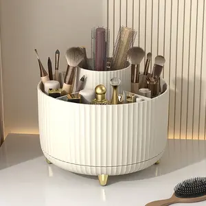 Rotating Makeup Organizer Box, Lipstick Eyeshadow Brush Holder, Dustproof Cosmetic Storage Container, 360 Degree Rotatable Vanity Case