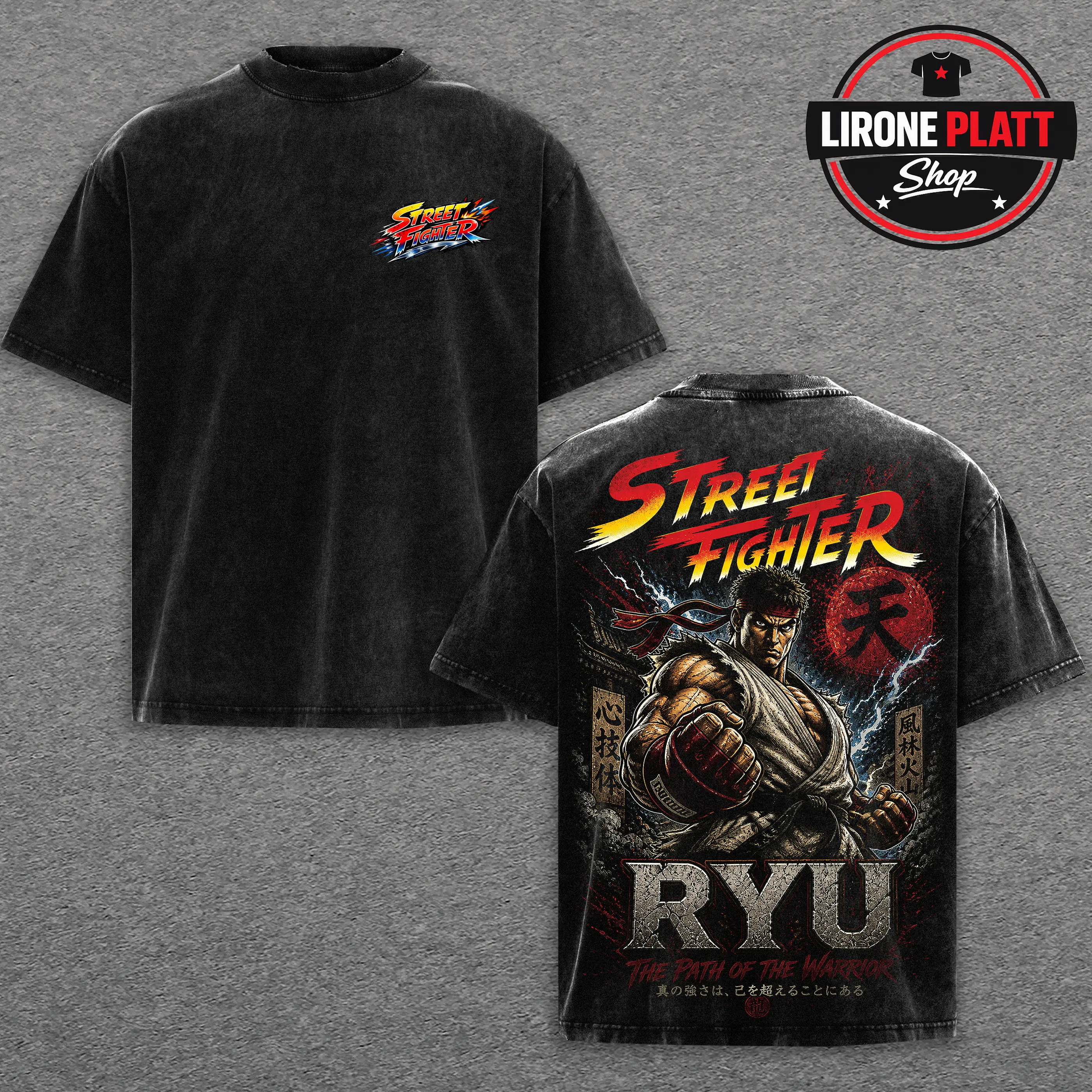 Street Fighter Ryu The Path Of The Warrior Y2K Graphic Tee | Premium Wash C1717 Comfort Colors T-Shirt | Vintage 90s Streetwear Trendy Unisex Cotton Distressed Men's T Shirts Apparel Classic