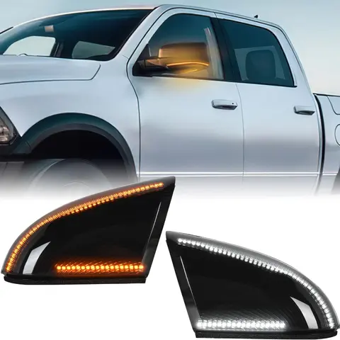 Nilight Smoked Lens LED Mirror Marker Lights - Semi Truck Accessories, High Visibility Switchback Amber Turn Signals, White Puddle Lights, PC Housing, Easy Install Plug-and-Play for 2009-2018 Ram 1500/2500/3500, 2009-2022 Ram Classic, Led Lights, Car Ligh