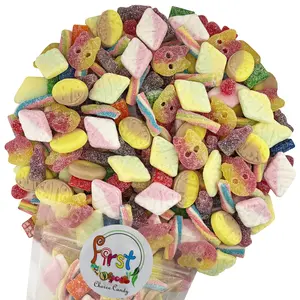 FirstChoiceCandy Swedish Candy Mix – Authentic Sweet & Sour Gummies – oval banaan taffy, Dizzy Skalle Lemon Raaspberry , Diamond Tutti Fruitti, Diamond Strawberry Vanilla, Cherry Cola bottles, Rainbow Twist Gummy, Assorted Bricks, Cherry Drops (1 Pound)