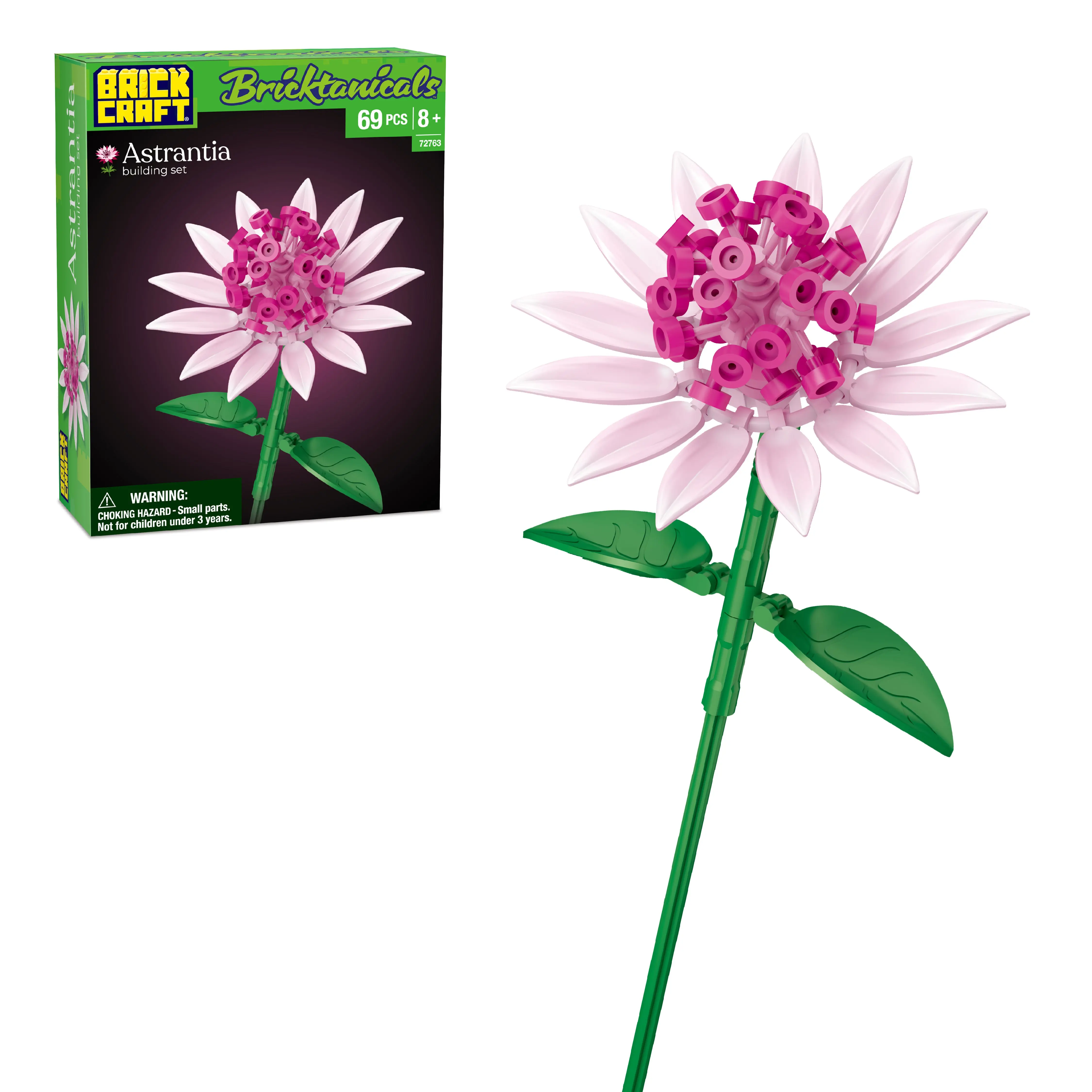 Brickcraft Bricktanicals Astrantia Flower Building Set, 69-Piece Collectible Model Kit for Adults & Teens 8+