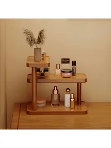 3-Tier Wooden Countertop Organizer, Multi-Level Storage Shelf for Skincare, Perfume and Vanity Decor