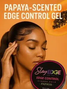 SlayEdge-Onthego Papaya-Scented Edge Control Gel Strong Hold 24-Hour Water-Based Formula for All Hair Types Smooth Finish Gift for Haircare