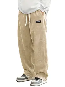 Men's Corduroy Casual Joggers - Relaxed Straight Leg, Drawstring Waist & Functional Pockets for Outdoor/Everyday Wear