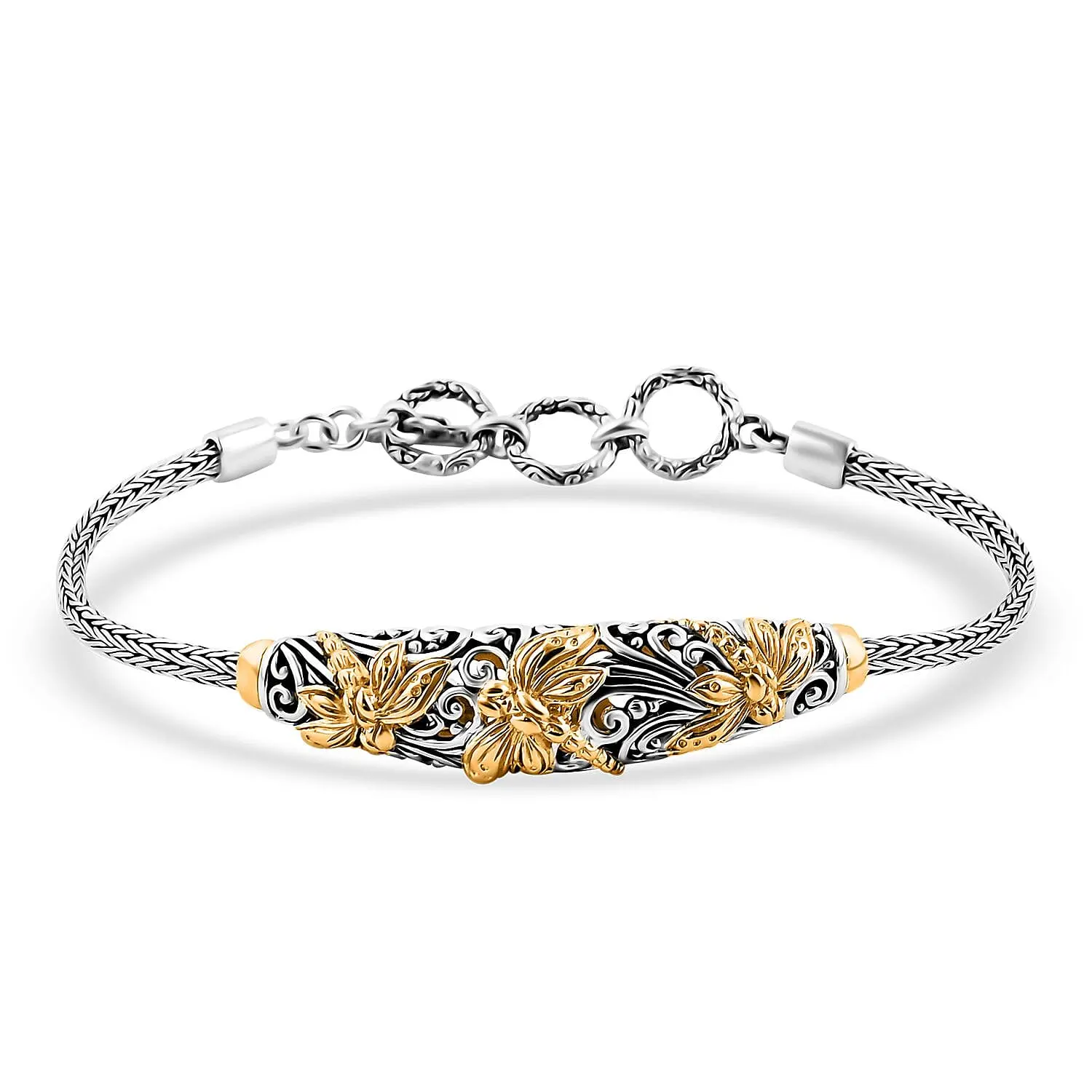 Bali Legacy Dragonfly Bracelet in 22K Vermeil YG Over and Sterling Silver (6.50-8.0In) 14.25 Grams