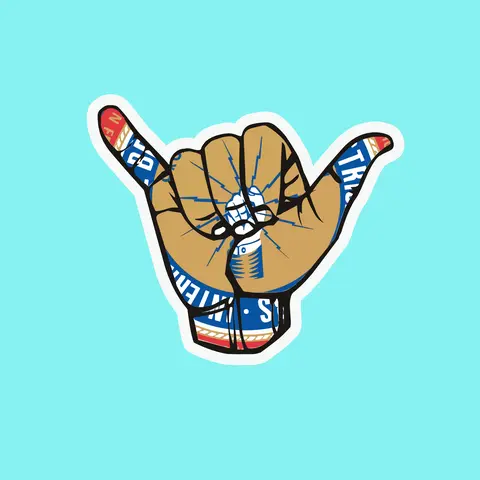 Hang Loose Shaka Hard Hat Sticker, Hard Hat Stickers, Blue collar Sticker, Hard Hat Stickers For Men