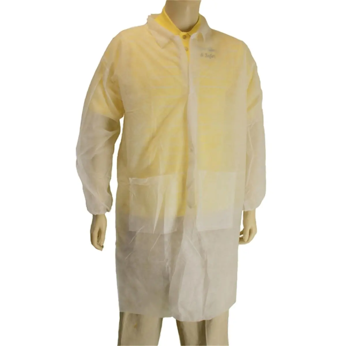 212 MAIN Disposable Plain Polypropylene Lab Uniforms - Medium, 30-Pack Snap Front Workwear with Elastic Breathable Fabric for Home Care Cleaning Tasks