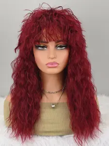 Long Curly Gradient Wig, Men & Women 70s 80s Rocker Mullet Party Wig, Funny Costume Wig for Parties