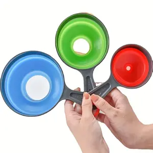Set of 3 Large Small Funnel, Silicone Collapsible Funnel, Wide Mouth Canning Funnel for Mason Jars, Jam, Filling Bottles, Flask