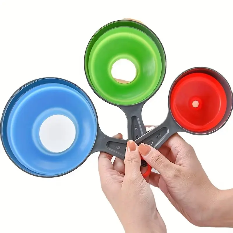 Set of 3 Large Small Funnel, Silicone Collapsible Funnel, Wide Mouth Canning Funnel for Mason Jars, Jam, Filling Bottles, Flask