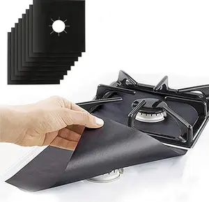 10 Pack Stove Burner Covers - Non-stick Reusable Protectors for Gas Stove Top, Easy to Clean, Cutable, Black, 10.6” x 10.6”