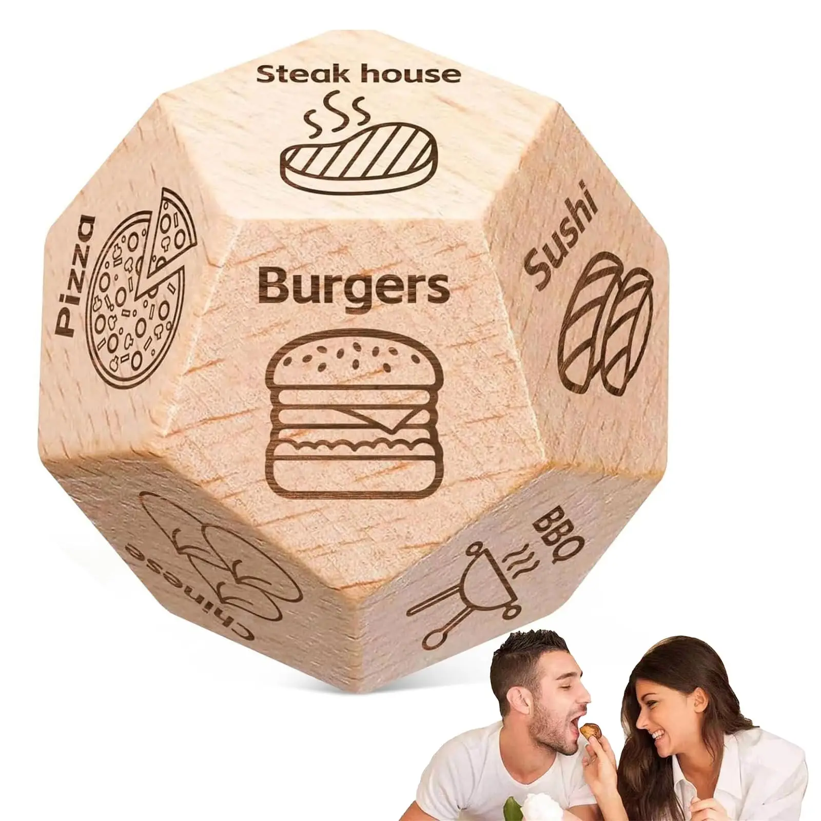 Date Night Dice for Couples - Wooden Couple Dating Fun Dice with Food Decisions & Date Ideas for Couples - Gifts for Boyfriend-Girlfriend Anniversary