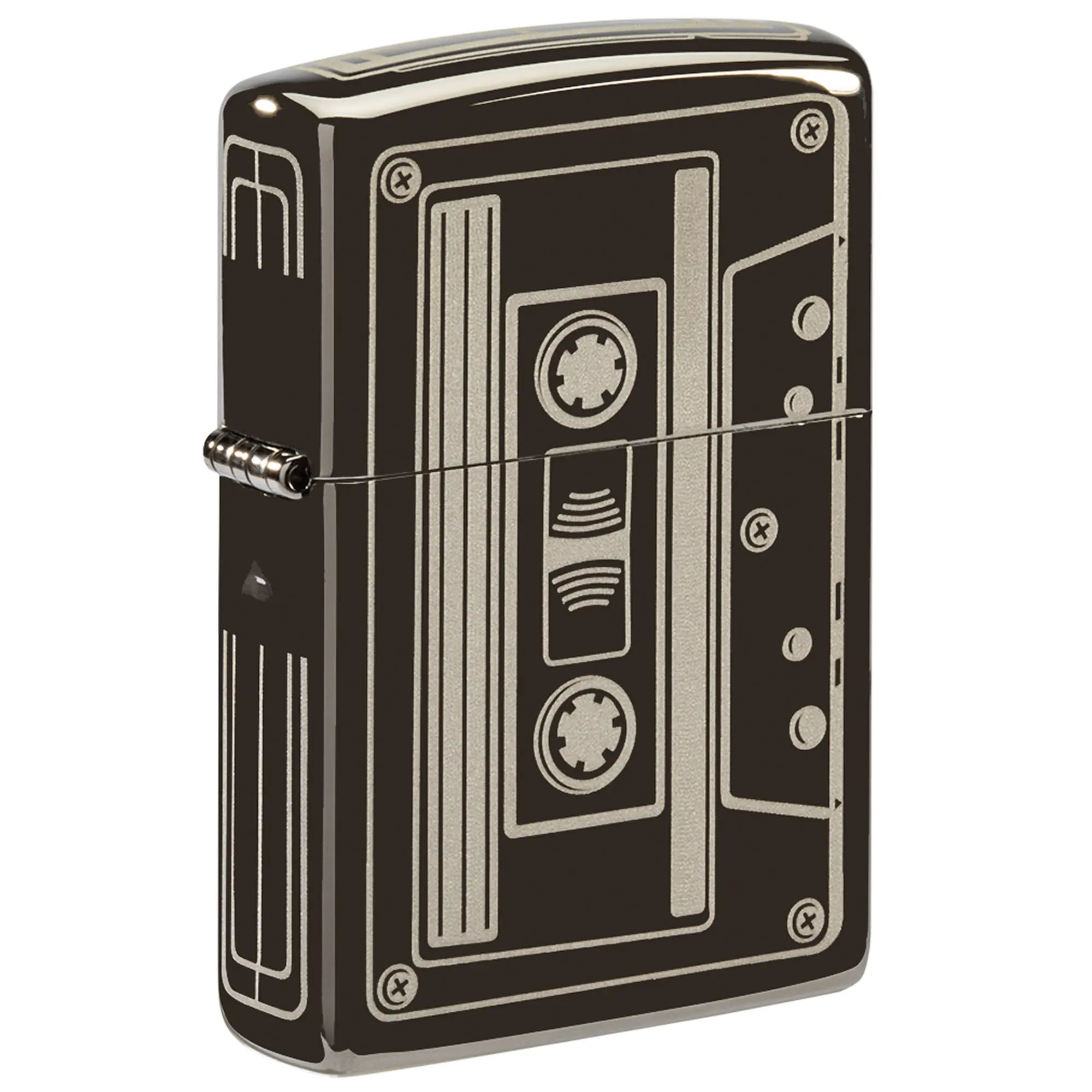 Zippo Cassette Tape Design Black Ice Pocket Lighter - Made in USA