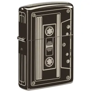 Zippo Cassette Tape Design Black Ice Pocket Lighter - Made in USA