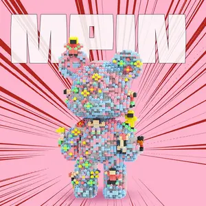Mpin Building Block , 32cm High Bear Building Block set, Creative DIY Assembly Plaything, Unisex Gift Recommendation, Home Decor