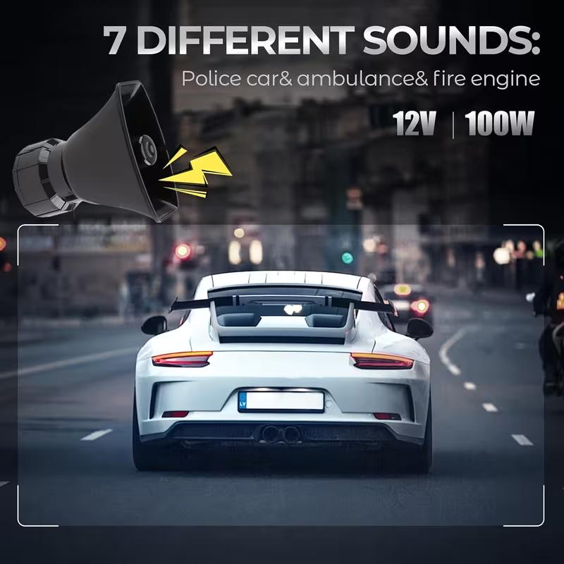 12V 135db Boat Motorcycle Car Horn Seven-tone Loudspeaker Car-mounted Speaker,Cigarette lighter connection Horn Loudspeaker Alarm Horn, Car Electric Vehicle Alarm Horn Patrol Motorcycle Electric Bike.