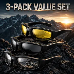 3 Pcs Sports Sunglasses for Men Women – UV400 Anti-Wind Cycling Glasses, Impact Resistant Motorcycle Riding Goggles, Wraparound Shield for MTB Biking Running Outdoor