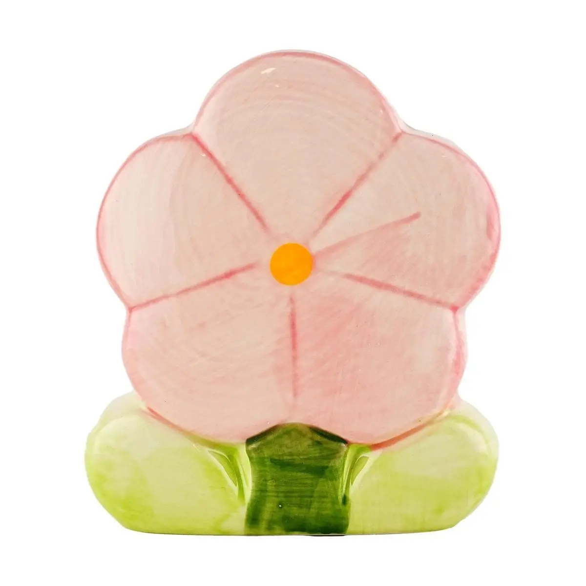 Golden Lion Pink Tulip Ceramic Pen Holder - Makeup Brush Organizer, Desk Decor, Desktop Storage Container (10.9*7.1*12.4CM)