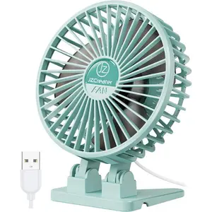 JZCreater USB Desk Fan, Mini Fan Portable, 3 Speeds Desktop Table Cooling Fans, Plug in Power Fans, Rotation Strong Wind, Quiet Personal Small Fan for Home Desktop Office Travel Bedroom, Army Green