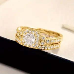 S925 Silver Exquisite Infinity Moissanite Golden Women'S Engagement Ring, Fashionable And Elegant, Versatile Temperament, Wedding Engagement Ring 3.7G