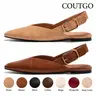 Coutgo Womens Flat Mules Closed Pointed Toe Slingback Slip On Flats Work Office Dress Sandal Shoes
