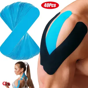 40Pcs/Set Kinesiology Tape Precut, Elastic Athletic Tape for Muscle Joints Support, Hypoallergenic Tape for Men Women Knee Legs Arms Shoulder Ankle Running Any Activity