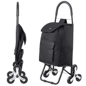 Stair Climbing Cart Foldable Shopping Cart 36L With Storage Bag 6-Wheel Design, Heavy Duty Aluminum Frame, Portable Grocery Cart, Laundry And Household Cargo Trolley, Easy Fold, Compact Storage, Ergonomic Handle