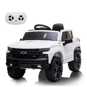 Kids Ride on Vehicle with Remote Control for 3-8 Years Toys,12V Licensed Chevrolet Silverado GMC Powered Wheels Electric Car, MP3 Music,FM Radio, Spring Suspension, LED Light,White