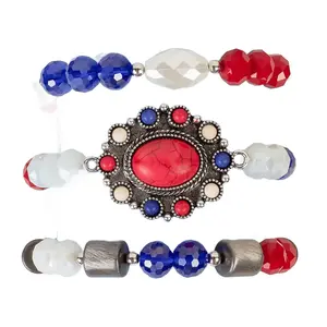 Red White & Blue Stacked Bracelets
