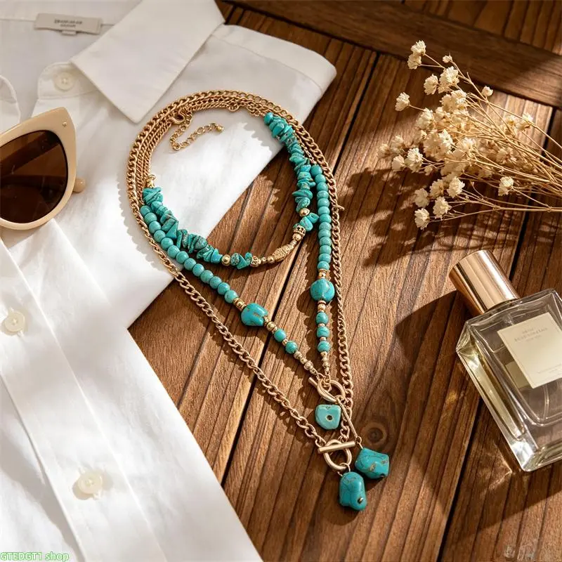 Bohemian Bag Charm, Women's 3-Layered Tassel with Turquoise Beads and Cuban Link Chain, Purse & Luggage Accessory, Accessories For Women, Cuban Chain, Bohemian Charm, Bag Chain Charms & Twillies homedecor