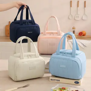 Fashionable handheld insulation bag made of fluffy material, large capacity waterproof PEVA leak proof lunch bag, unisex lunch bag, lightweight, commuting, outdoor dual-use