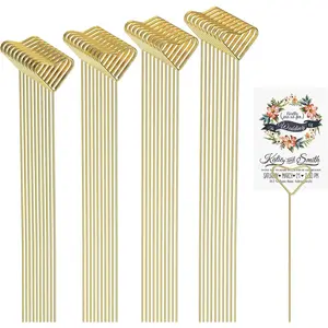 40 Packs Floral Card Holder Picks - Metal Gift Card Holder Sticks for Bouquets, Wedding Centerpieces, Photo Holder Sticks, Floral Picks for Cards, Picture Holders for Centerpieces, Heart-Shaped