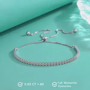 Marianne Silver Moissanite Bracelet S925 0.03ct x 40 - Round Cut - Lore Jewelry