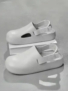 Unisex Gray Strap Toe-Cap Slides: Anti-Slip Thick Sole, Summer Outdoor Beach Shoes