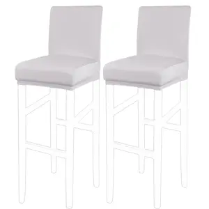 PiccoCasa Stretch Bar Stool Covers, Pub Counter Height Side Chair Covers with Elastic Band Silver Grey 2pcs