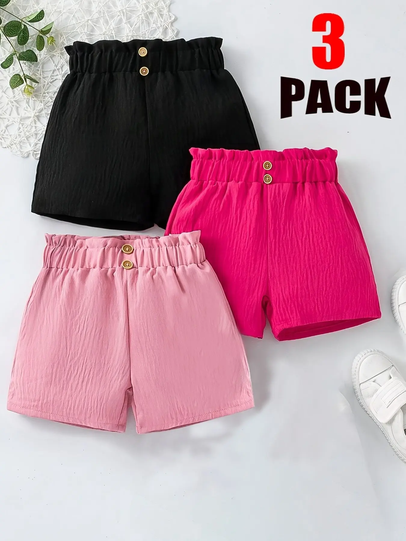 Girls' High-Waisted Short Pants Set, Casual Loungewear, European Style for Daily Wear, Multi-Color Options