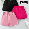 Girls' High-Waisted Short Pants Set, Casual Loungewear, European Style for Daily Wear, Multi-Color Options, Bottoms