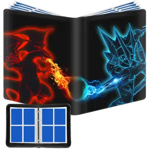 4-Pocket Card Binder Compatible with TCG Card, 50 Double-Sided Pages for 400 Cards Pocket Premium PU Binder for Gaming Cards, Collectible for Sports Trading Card Game, Trading Card Album