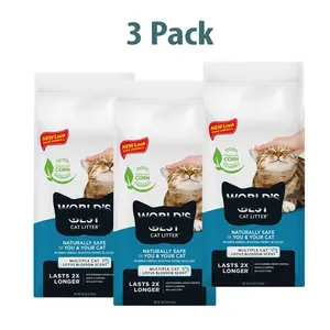 3 Pack Lotus Blossom Scented Flushable Corn Cat Litter, Natural Clumping Multi-Cat Formula, 28 lbs
