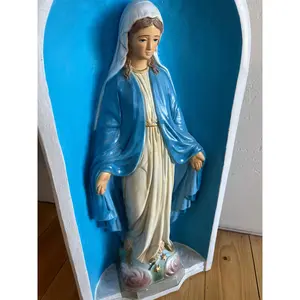 Our Lady of Grace Cement Garden Statue with Sky Blue Background (Free In Store Pick Up; Shipping $200 - $250)