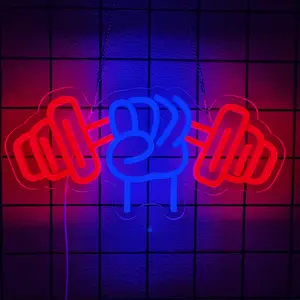 Neon Dumbbell Wall Sign for Home Decor, Bedroom Decoration, LED Neon Light, Gym Room Decor, Sports Neon Sign, USB Powered, Easy to Hang