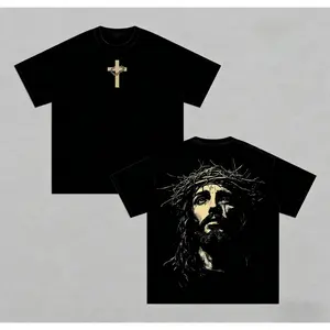 Jesus Crown of Thorns Tshirt, God Apparel Tee, Easter T-Shirt, Jesus T-Shirt, Easter Streetwear, Christian Apparel Graphic Tees-ZB
