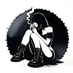 SOLACE VINYL RECORD - Maksoo Gallerie - 10.25"x9.50" High-Gloss Black Upcycled Art from Authentic 12" Vinyl with Precision-Carved Silhouette