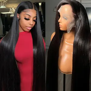 Straight Lace Front Real Hair Wigs 30 Inch Brazilian 360 Full Lace Wig 13x6 13x4 Transparent Lace Frontal Wig 180 Density