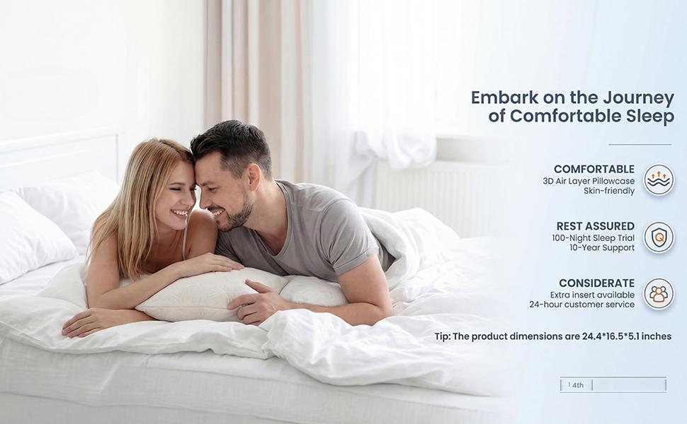 Cooling Contoured Neck Pillow | Ergonomic Memory Foam with Armrest for Deep Sleep & All Positions