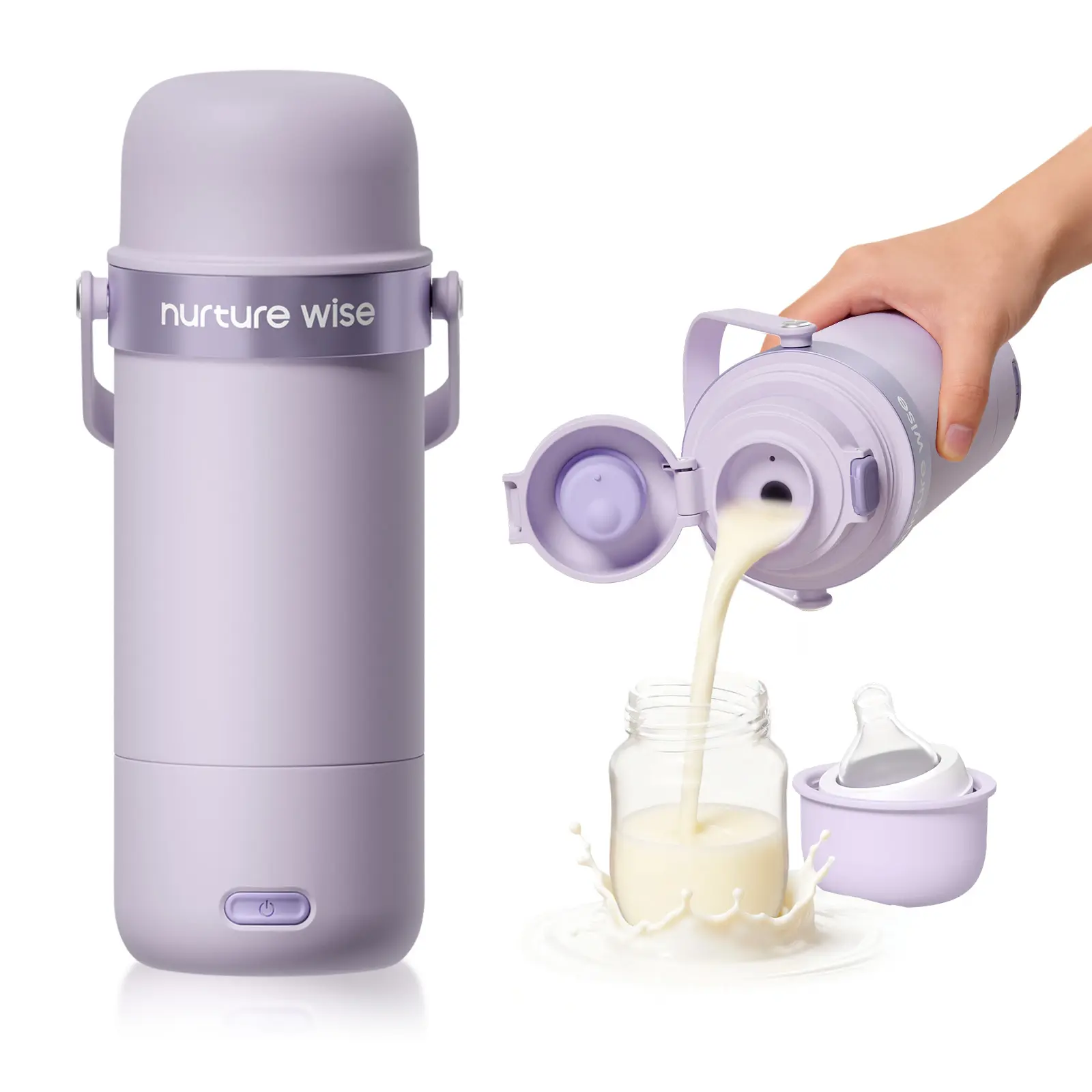 NurtureWise Portable Bottle Warmer for Travel – UltraSafe Battery Case with Long Life & 30W Fast Charge,Built-in Sterilizer,7-Temp Control,Safe Even Heating for Breastmilk & Formula,19oz Capacity for All-Day Needs