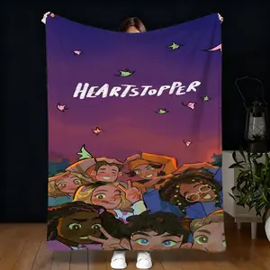 Heartstopper Theme Flannel Blanket, Soft Warm Sofa Bed Balcony Throw, Perfect Gift for Daily Rest, Multi-Scene Home Decor Practical Present