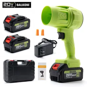 BALKONI Cordless Leaf Blower Violent Turbo Fan Electric Jet Blower Portable Dust Cleaner Handheld Blowers 200MPH 765 CFM Air Duster with 2 x 2.0 or 4.0Ah Batteries Adjustable Speed for Drying Patio Cleaning Green