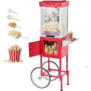 VEVOR Popcorn Machine, 8oz Stainless Steel Kettle, 800W Commercial Countertop Popcorn Maker, 48 Cups per Batch Theater Style Popper, with 2-Button Control Glass Wall PC Door 1 Scoop 3 Spoons, RedVEVOR Super Brand Day